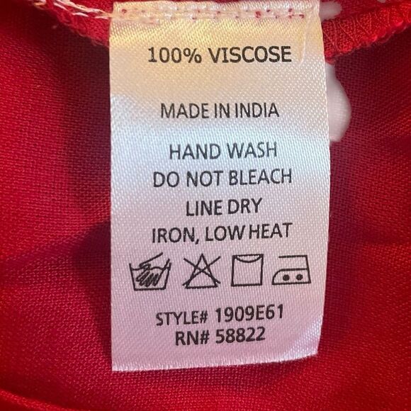 Max Studio Embroidered Rayon Dobby Ruffle Dress Womens Size XS New Red - Picture 11 of 13